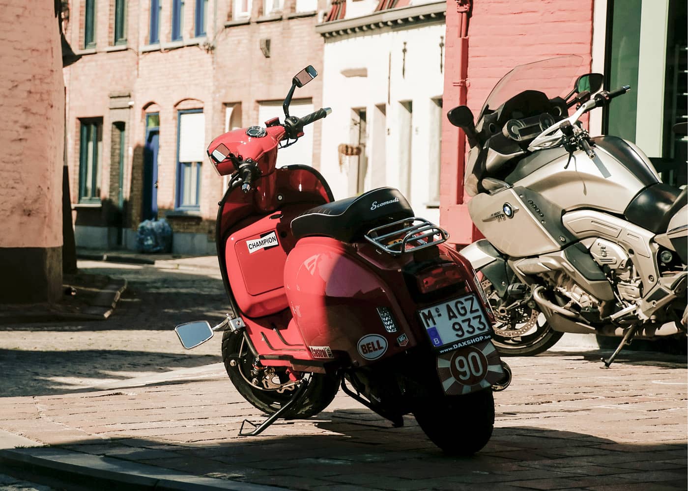 motorbike parked on the pavement